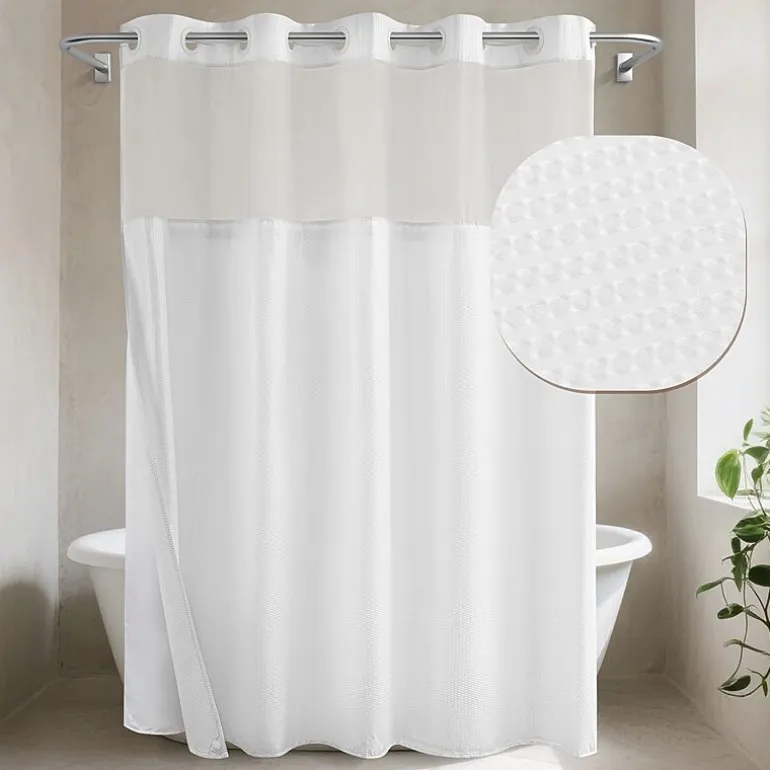 Awesome Home™ No Hook Embossed Snap-In Liner Shower Curtain