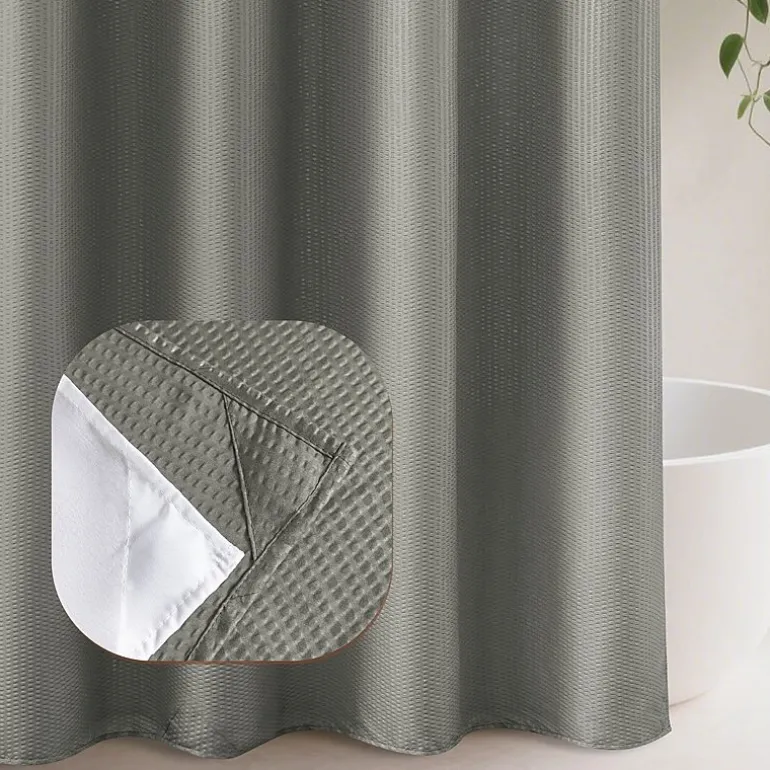 Awesome Home™ No Hook Embossed Snap-In Liner Shower Curtain