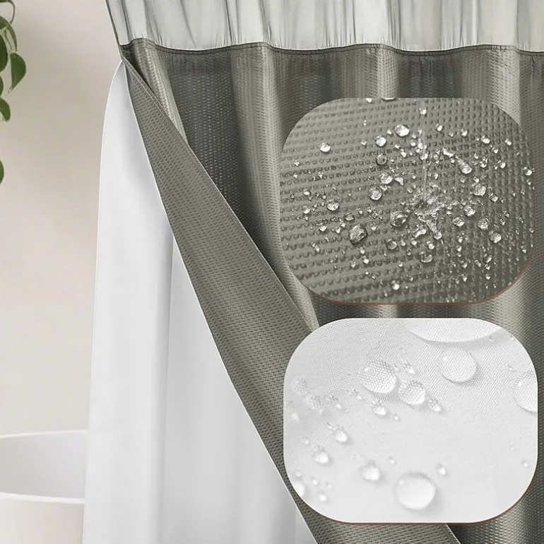 Awesome Home™ No Hook Embossed Snap-In Liner Shower Curtain