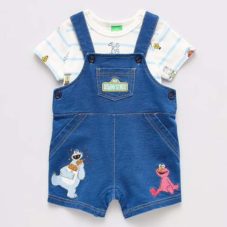 Baby Boys 2-pc. Sesame Street Shortall Set