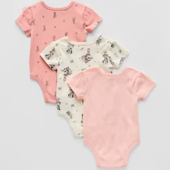 Baby Girls Minnie Mouse Crew Neck Short Sleeve 3-pc. Bodysuit
