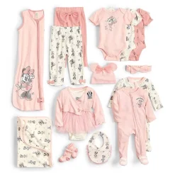 Baby Girls Minnie Mouse Crew Neck Short Sleeve 3-pc. Bodysuit