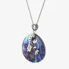 Bali Inspired Womens Abalone Sterling Silver Round 16 Inch Pendant Necklace