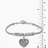 Bali Inspired Womens Sterling Silver Heart Charm Bracelet