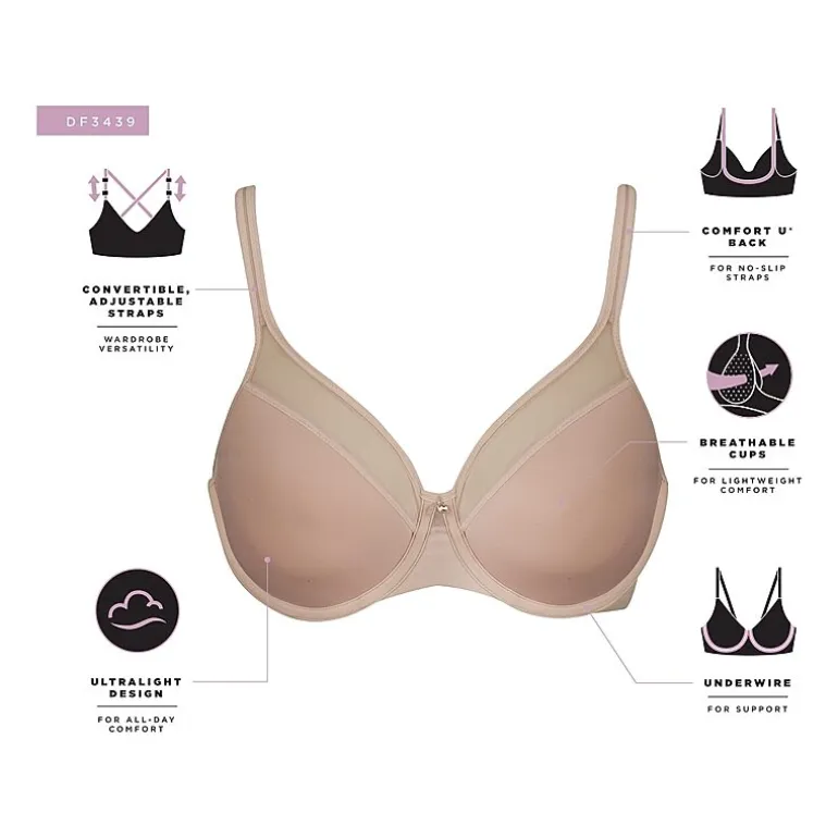 Bali One Smooth U® Ultra Light Convertible Full Coverage T-Shirt Underwire Full Coverage Bra 3439