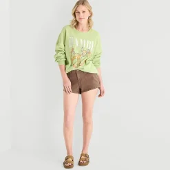 Bambi Fleece Crew Fleece Womens Juniors Crew Neck Long Sleeve Bambi Sweatshirt