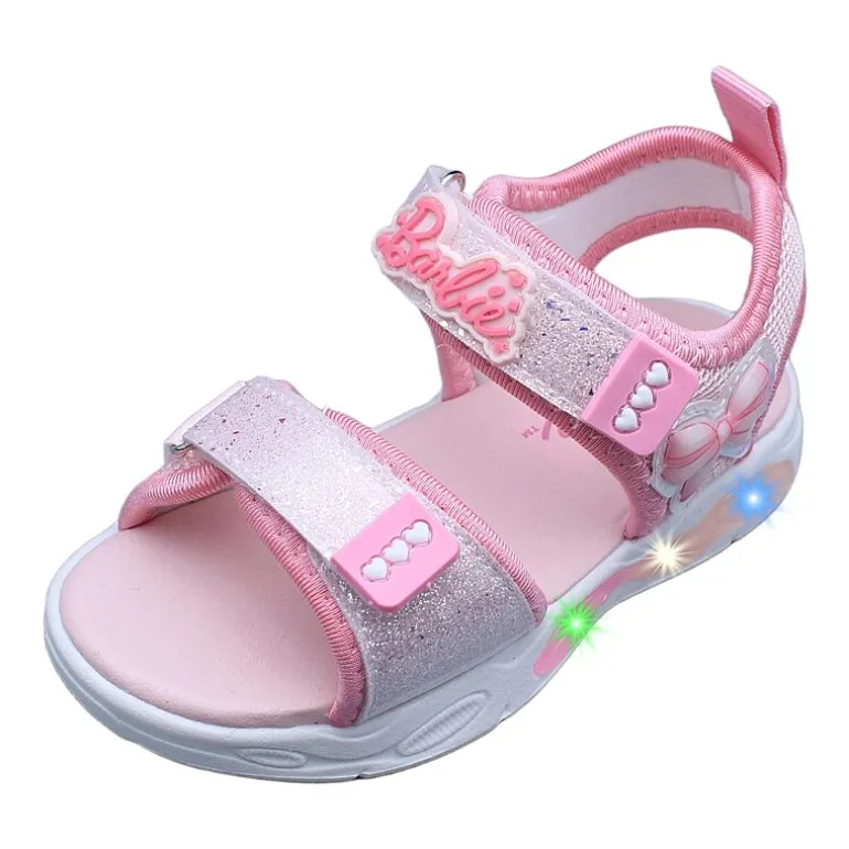 Barbie Light Up Toddler Girls Barbie Adjustable Strap Footbed Sandals