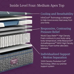 Beautyrest World Class Level Four 14" Medium Pillow top - Mattress + Box Spring