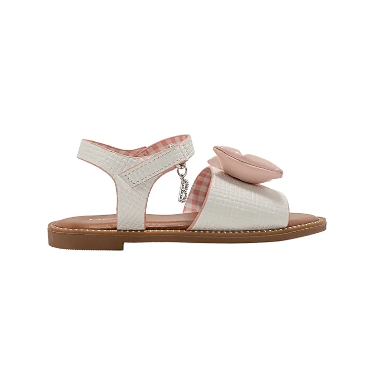 bebe Girl's Fashion Sandals with Puffy Bow and Charm Accent