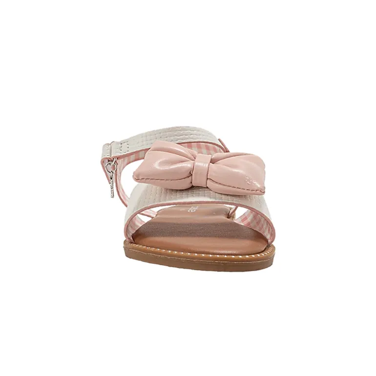 bebe Girl's Fashion Sandals with Puffy Bow and Charm Accent