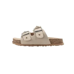 bebe Girl's Footbed Slide Sandals with Buckle Straps and Charm Accents