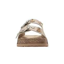 bebe Girl's Footbed Slide Sandals with Buckle Straps and Charm Accents
