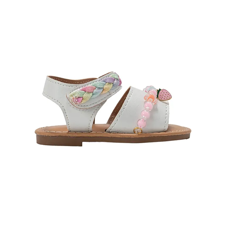 bebe Toddler Girl's Fashion Sandals - Dressy Shoes with Glitter Braid and Bracelet Accent