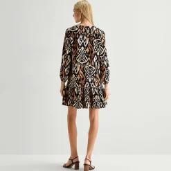 Be by CHETTA B Womens V Neck Long Sleeve Abstract Shift Dress