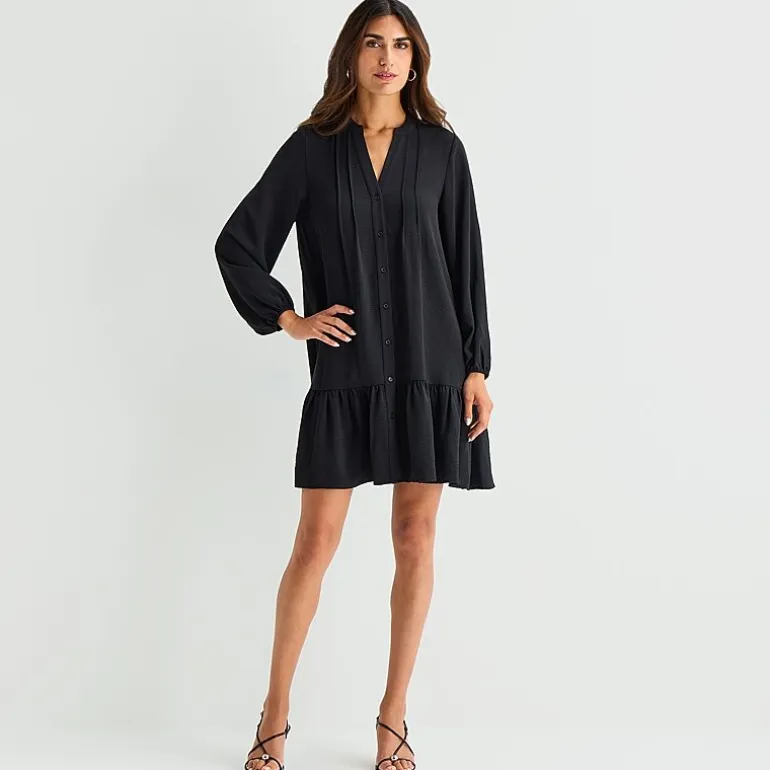 Be by CHETTA B Womens V Neck Long Sleeve Shift Dress