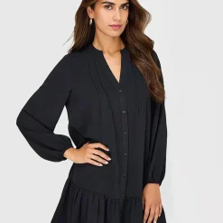Be by CHETTA B Womens V Neck Long Sleeve Shift Dress