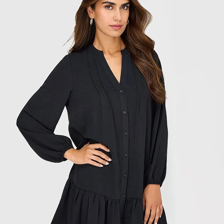 Be by CHETTA B Womens V Neck Long Sleeve Shift Dress