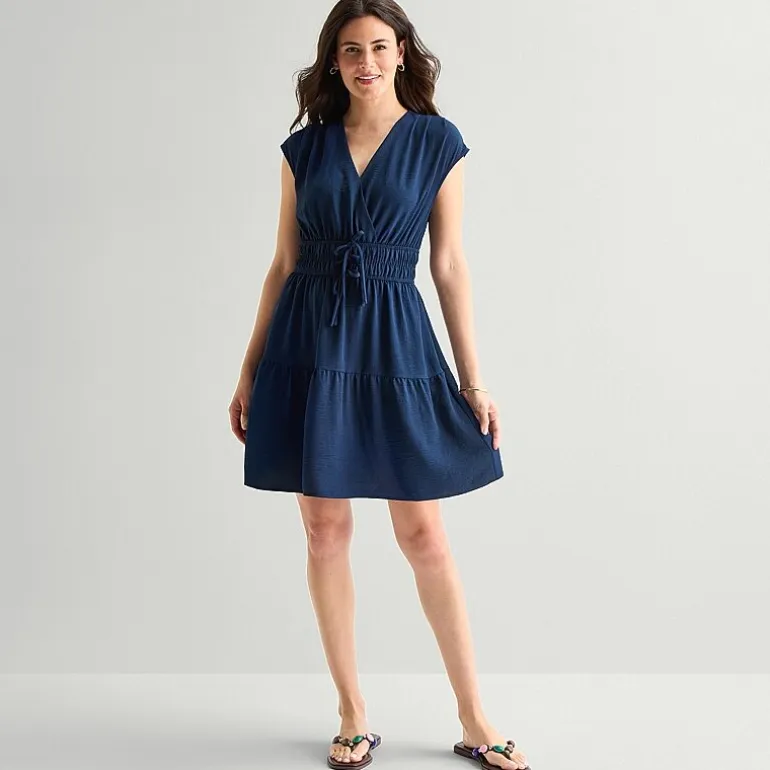 Be by CHETTA B Womens V Neck Sleeveless Fit + Flare Dress