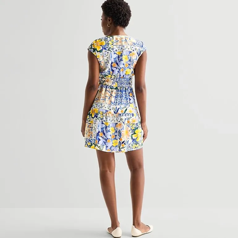 Be by CHETTA B Womens V Neck Sleeveless Drop Shoulder Floral Fit + Flare Dress