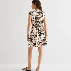 Be by CHETTA B Womens V Neck Sleeveless Drop Shoulder Abstract Fit + Flare Dress