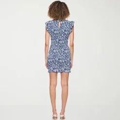 belle vie Womens Mock Neck Short Sleeve Cap Fit + Flare Dress