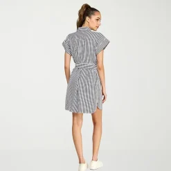 belle vie Womens Short Sleeve Shirt Dress