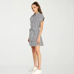 belle vie Womens Short Sleeve Shirt Dress