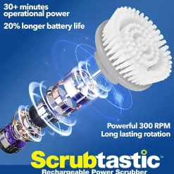 Bell + Howell Scrubtastic Rechargeable Multi Purpose Extendable Power Scrubber