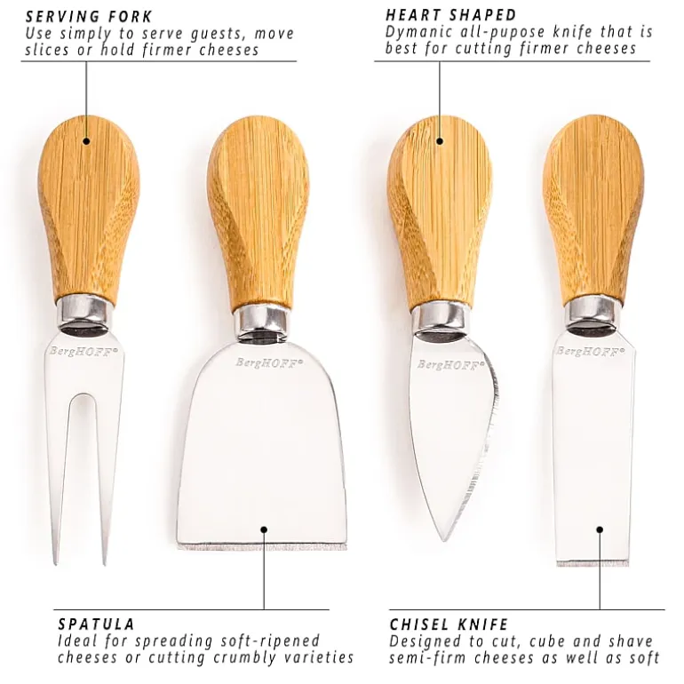 BergHOFF Bamboo Round Covered Cheese Board and Tool Set