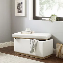 Berlinda Faux Leather Rectangular Storage Ottoman