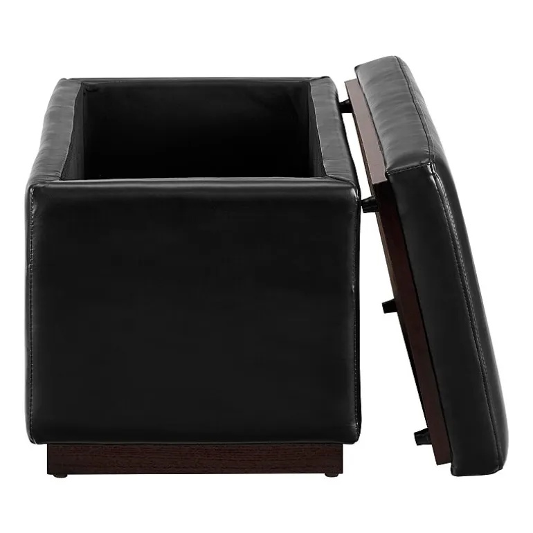 Berlinda Faux Leather Rectangular Storage Ottoman
