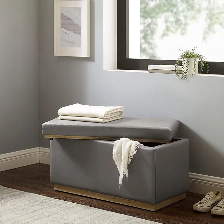 Berlinda Faux Leather Rectangular Storage Ottoman