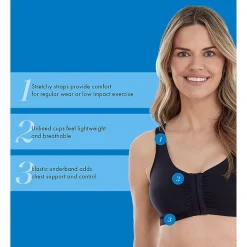 Bestform Comfortable Unlined Wireless Cotton Stretch Sports Bra with Front Closure- 5006014