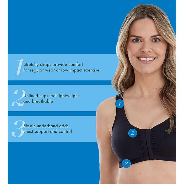 Bestform Comfortable Unlined Wireless Cotton Stretch Sports Bra with Front Closure- 5006014