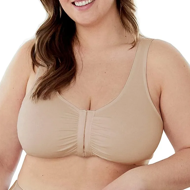 Bestform Comfortable Unlined Wireless Cotton Stretch Sports Bra with Front Closure- 5006014