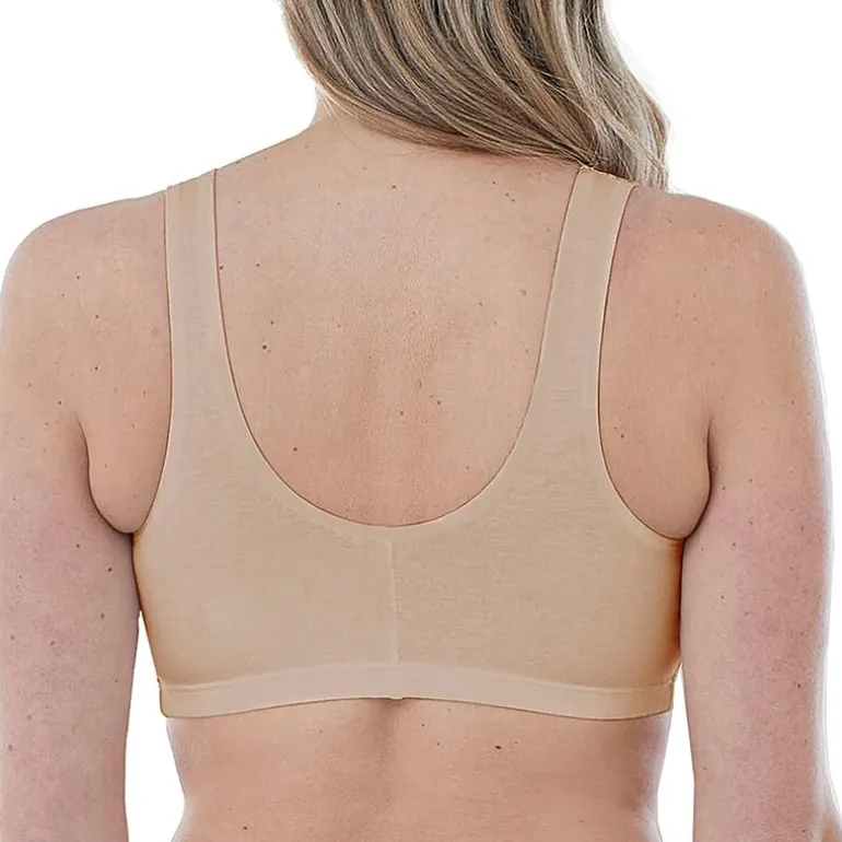 Bestform Comfortable Unlined Wireless Cotton Stretch Sports Bra with Front Closure- 5006014