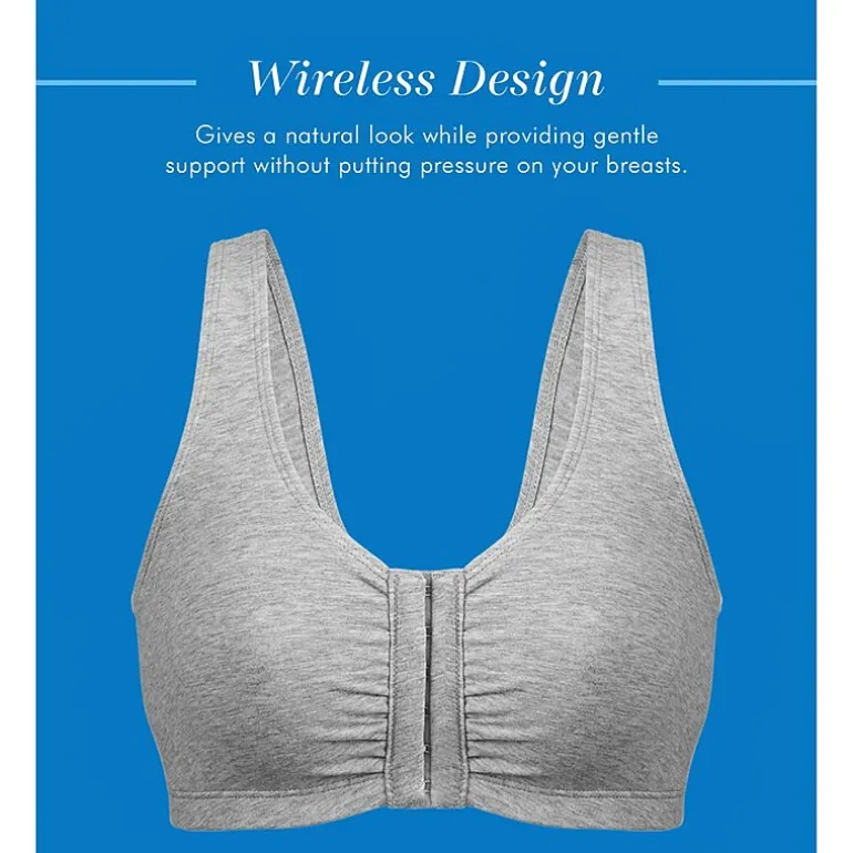 Bestform Comfortable Unlined Wireless Cotton Stretch Sports Bra with Front Closure- 5006014