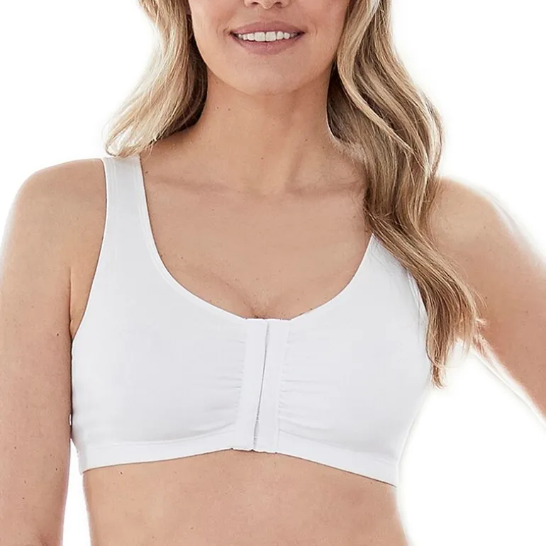 Bestform Comfortable Unlined Wireless Cotton Stretch Sports Bra with Front Closure- 5006014