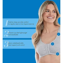 Bestform Comfortable Unlined Wireless Cotton Stretch Sports Bra with Front Closure- 5006014
