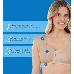 Bestform Comfortable Unlined Wireless Cotton Stretch Sports Bra with Front Closure- 5006014