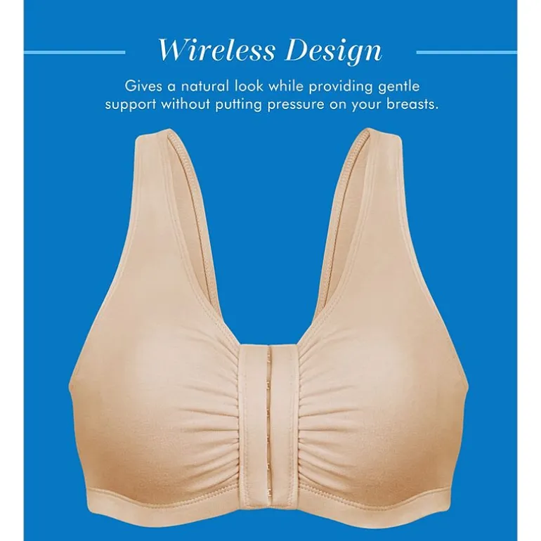 Bestform Comfortable Unlined Wireless Cotton Stretch Sports Bra with Front Closure- 5006014