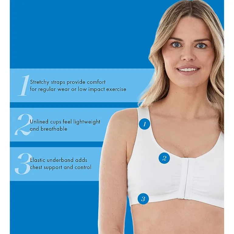 Bestform Comfortable Unlined Wireless Cotton Stretch Sports Bra with Front Closure- 5006014