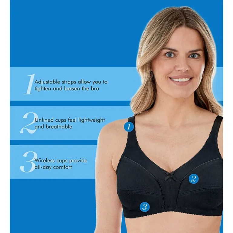 Bestform Comfortable Wireless Cotton Bra with Unlined Seamed Cups-5006825