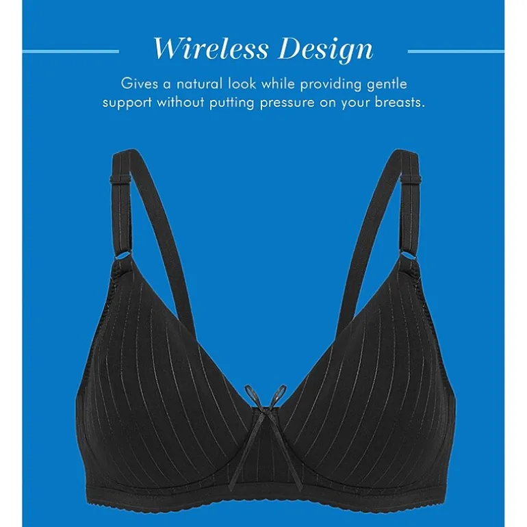Bestform Striped Wireless Cotton Bra with Lightly-Lined Cups-5006248