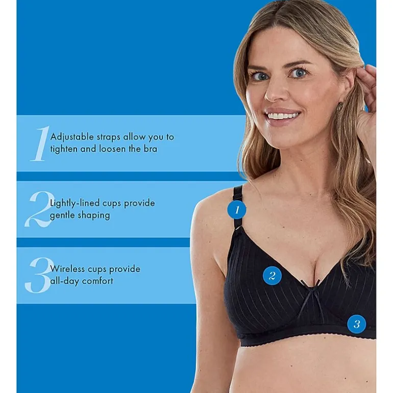 Bestform Striped Wireless Cotton Bra with Lightly-Lined Cups-5006248