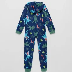 Big Kid Boys Microfleece Long Sleeve Hooded Jurassic World One Piece Pajama