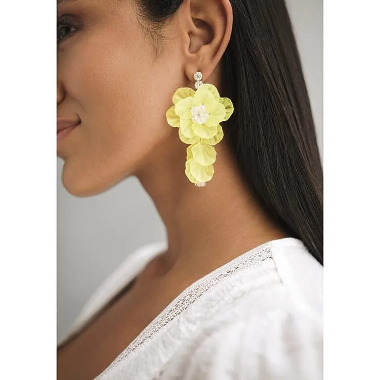 Bijoux Bar Gold Tone Womens Flower Drop Earrings