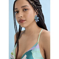 Bijoux Bar Womens Flower Drop Earrings