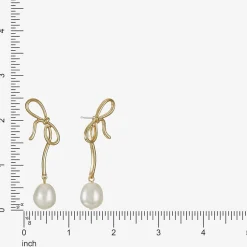 Bijoux Bar Womens Simulated Pearl Bow Hypoallergenic Drop Earrings
