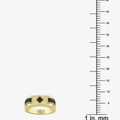 (Black / I3) Mens 1/4 CT. T.W. Natural Black Diamond 10K Gold Band